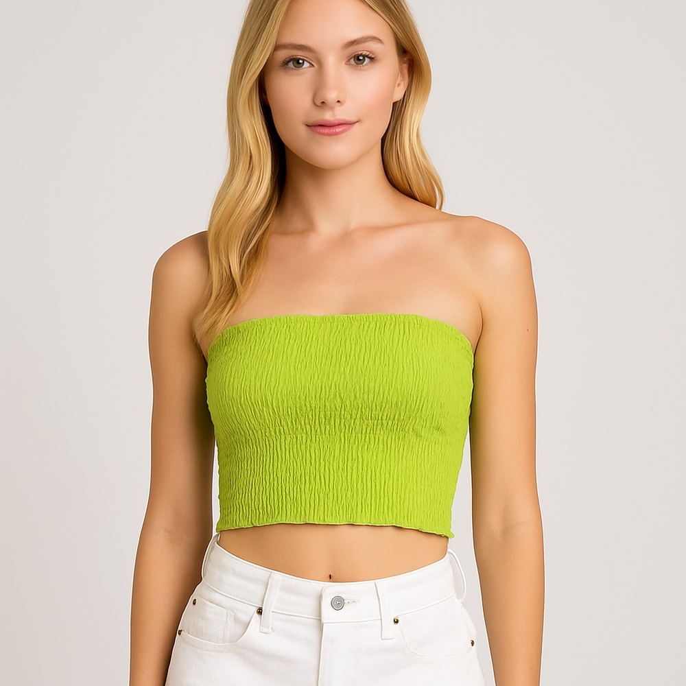 stretchy tube top in beautiful lime green color